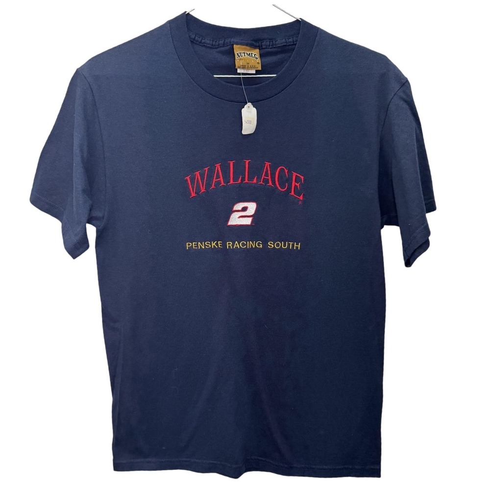Nutmeg Mens T-Shirt Medium Navy Rusty Wallace Penske Racing South Vintage 90s